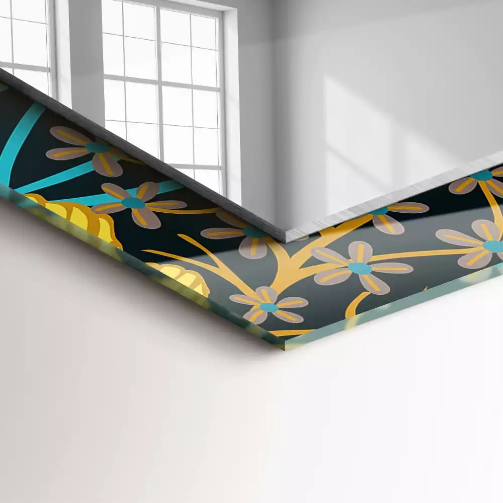 Espelho decorado Padrões de flores e folhas