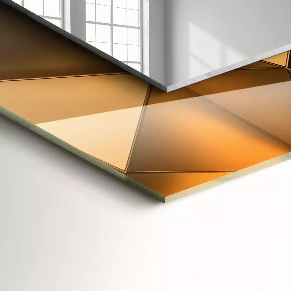 Espelho decorativo Padrões geométricos dourados