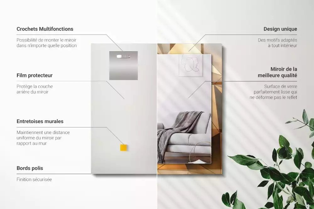 Espelho decorativo Padrões geométricos dourados