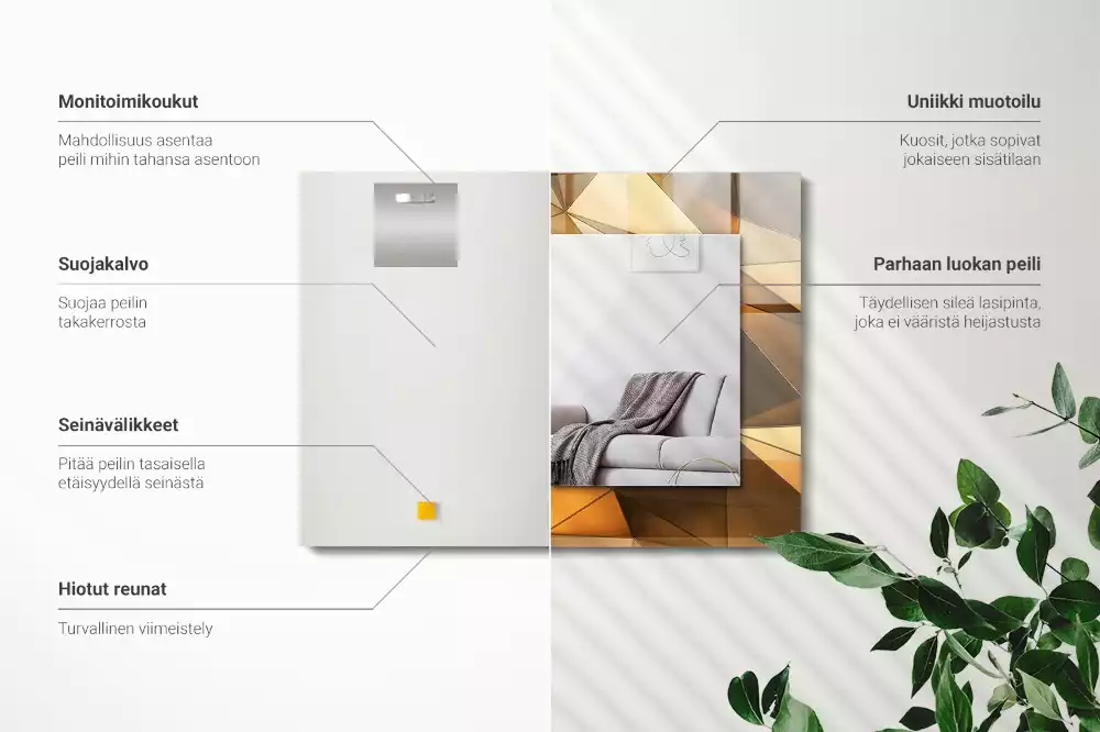 Espelho decorativo Padrões geométricos dourados