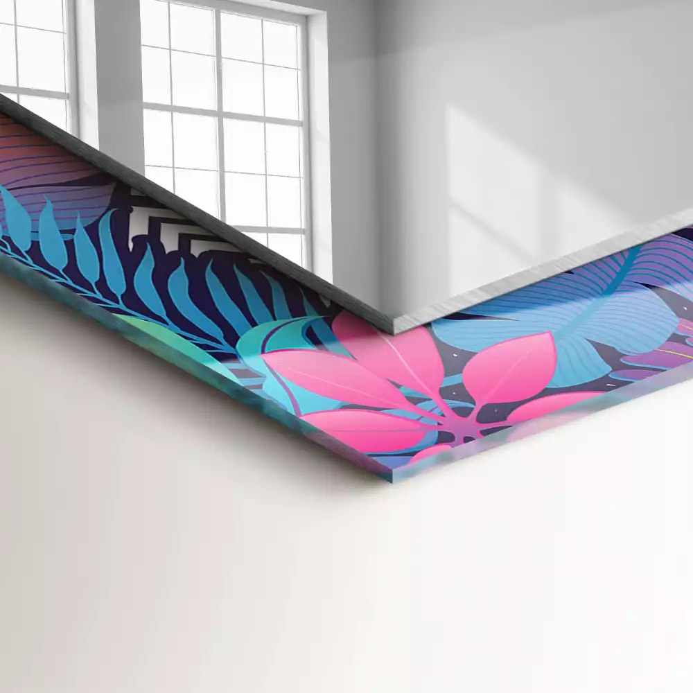 Espelho com moldura decorada Folhas tropicais coloridas