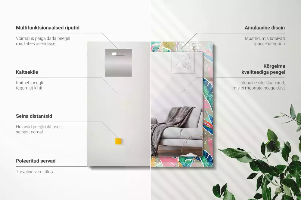 Espelho decorado Flores e folhas