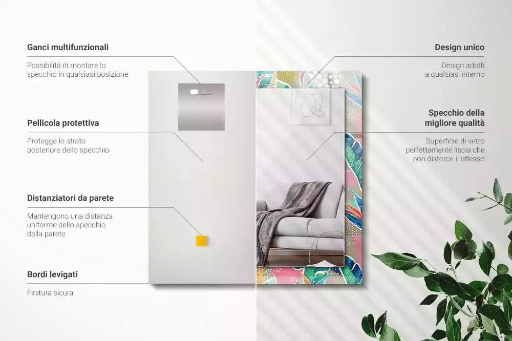 Espelho decorado Flores e folhas