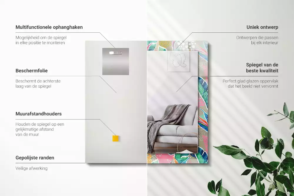 Espelho decorado Flores e folhas