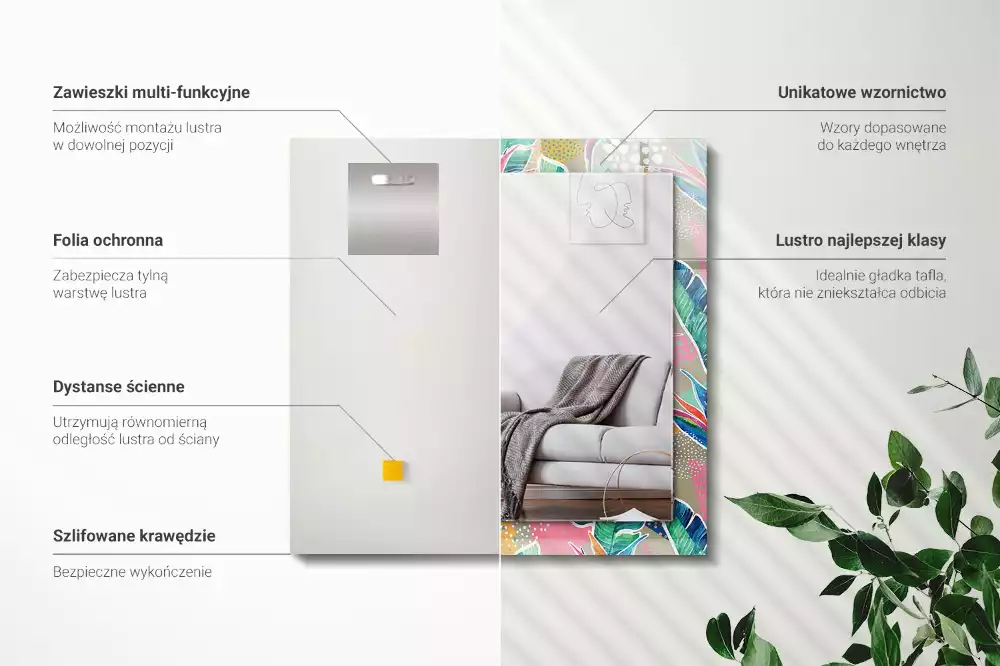 Espelho decorado Flores e folhas