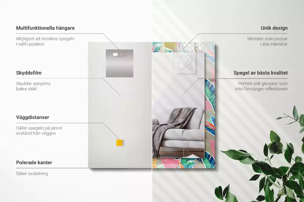 Espelho decorado Flores e folhas