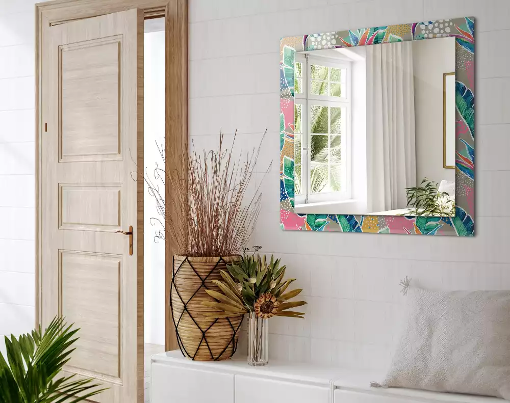 Espelho decorado Flores e folhas