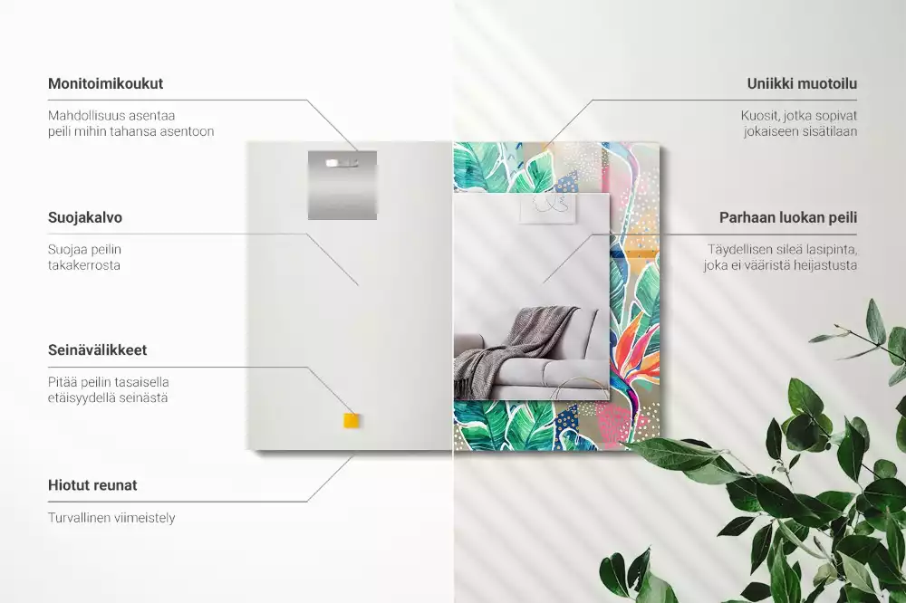 Espelho decorado Flores e folhas