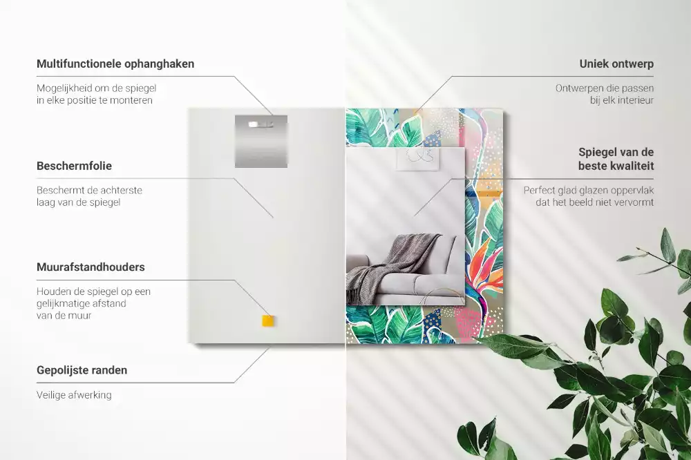 Espelho decorado Flores e folhas