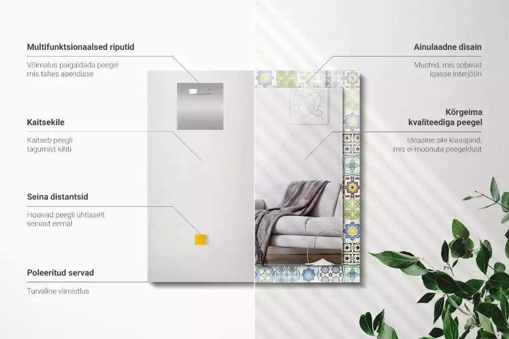 Espelho decorativo Padrões de azulejos coloridos