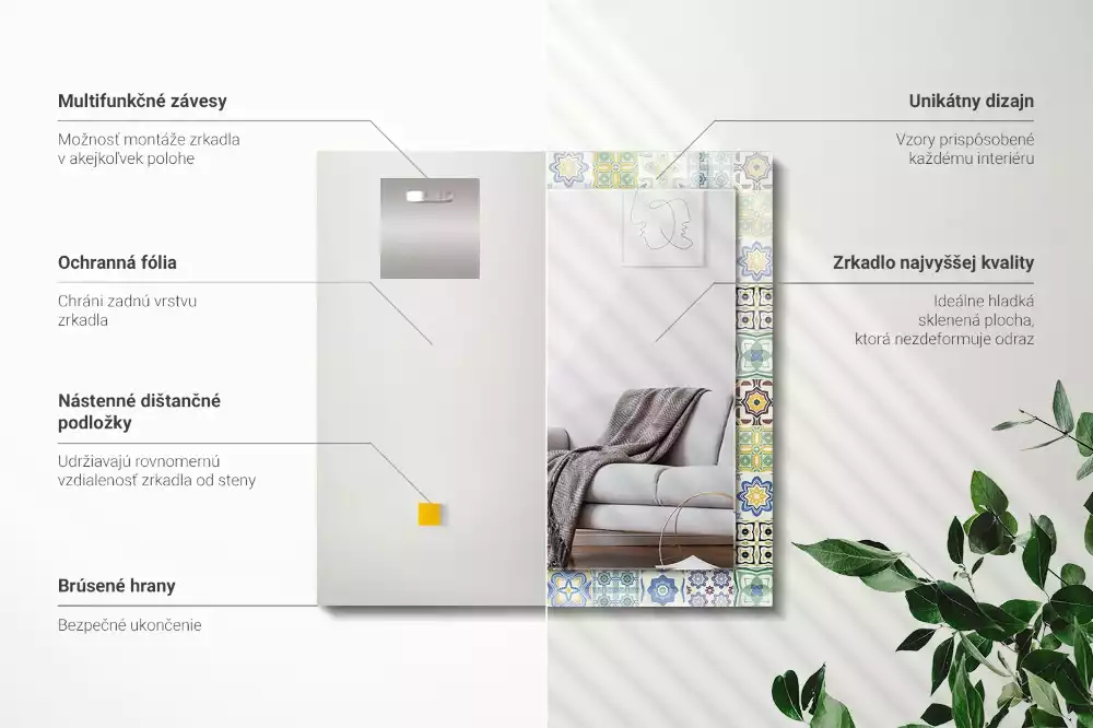 Espelho decorativo Padrões de azulejos coloridos