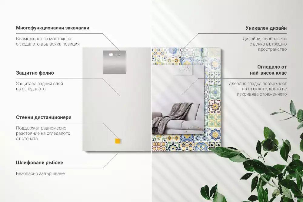 Espelho decorativo Padrões de azulejos coloridos