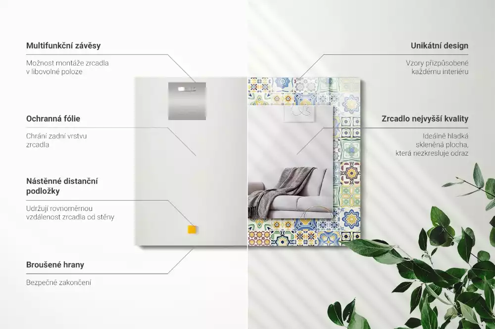 Espelho decorativo Padrões de azulejos coloridos