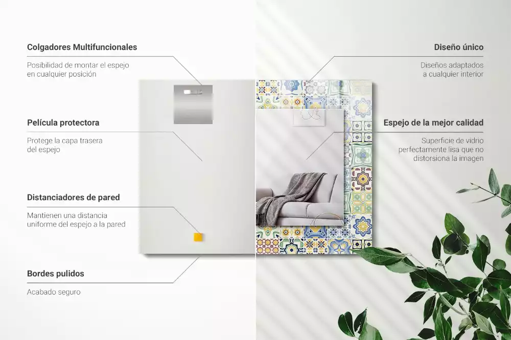 Espelho decorativo Padrões de azulejos coloridos