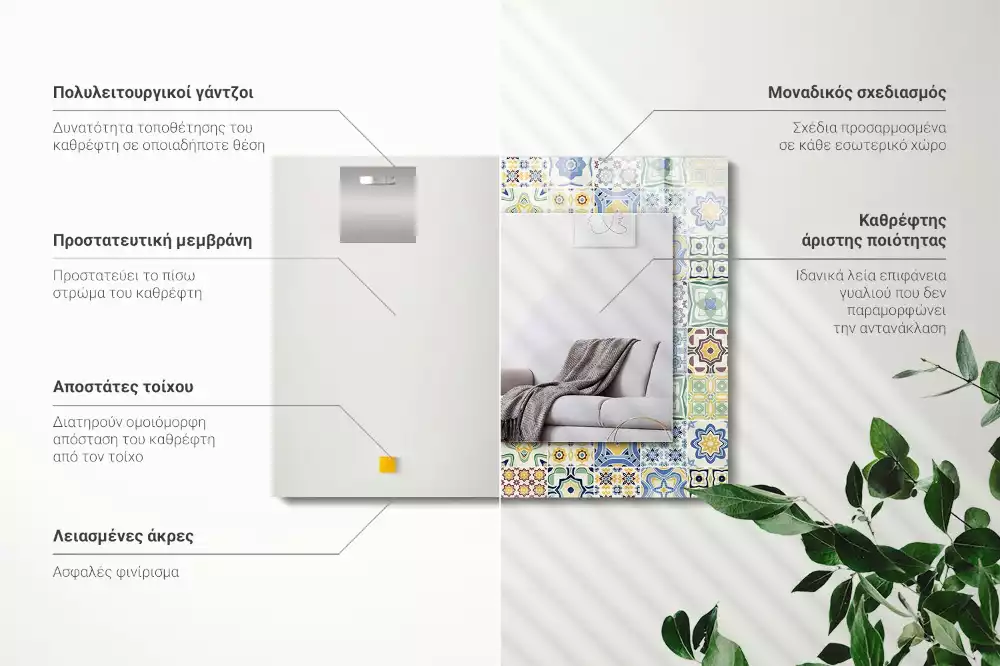 Espelho decorativo Padrões de azulejos coloridos