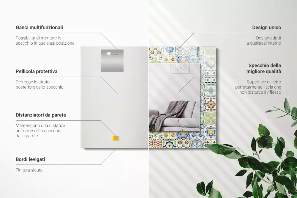 Espelho decorativo Padrões de azulejos coloridos