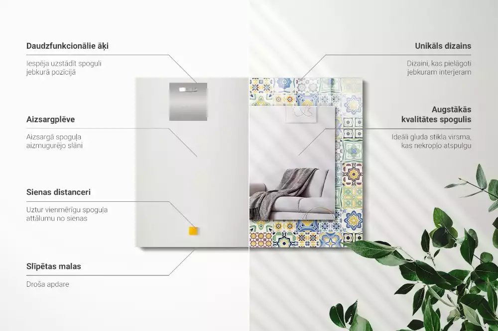 Espelho decorativo Padrões de azulejos coloridos