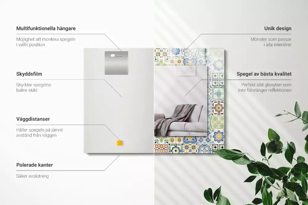 Espelho decorativo Padrões de azulejos coloridos