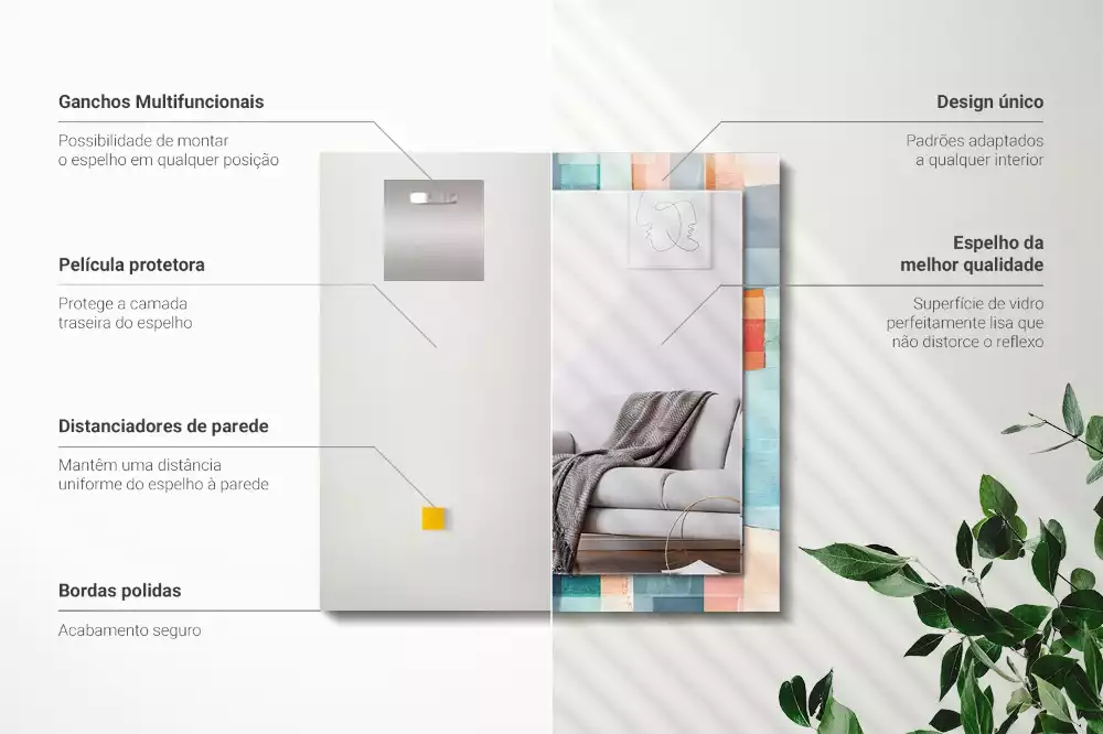 Espelho decorativo Retângulos abstratos coloridos