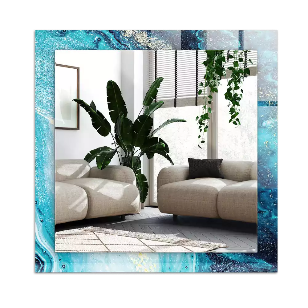 Espelho com moldura decorada Arte azul abstrata