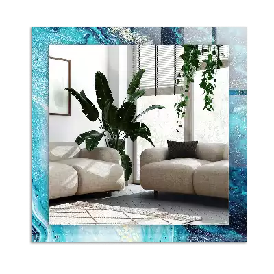 Espelho com moldura decorada Arte azul abstrata