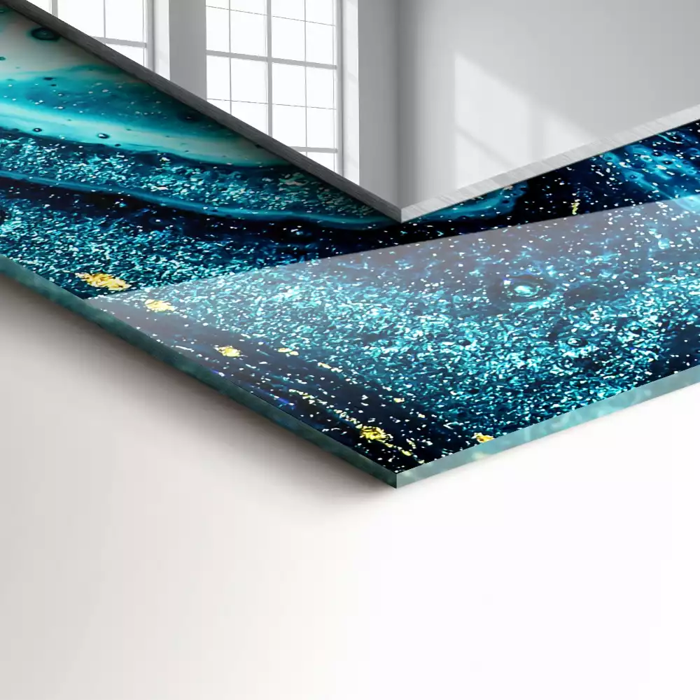 Espelho com moldura decorada Arte azul abstrata