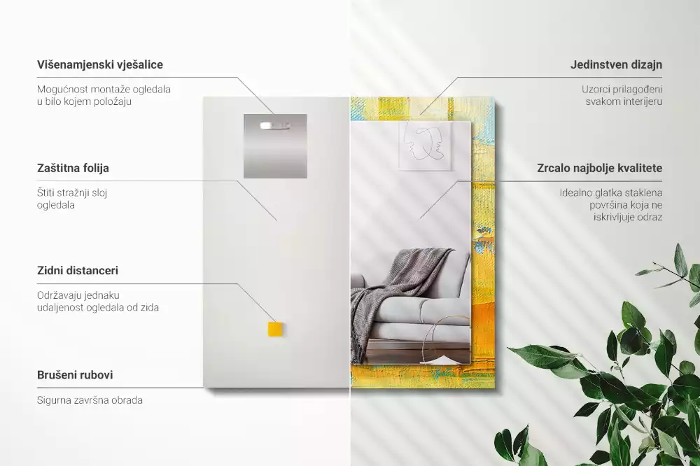 Espelho decorativo Pintura a óleo abstrata