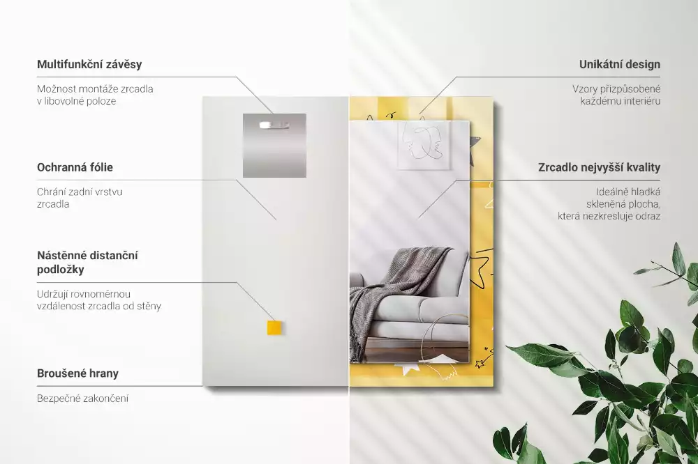 Espelho com moldura decorada Desenhos de várias estrelas