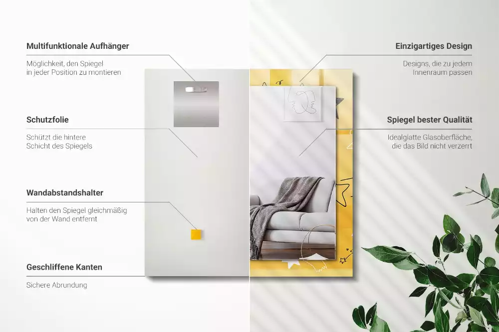 Espelho com moldura decorada Desenhos de várias estrelas