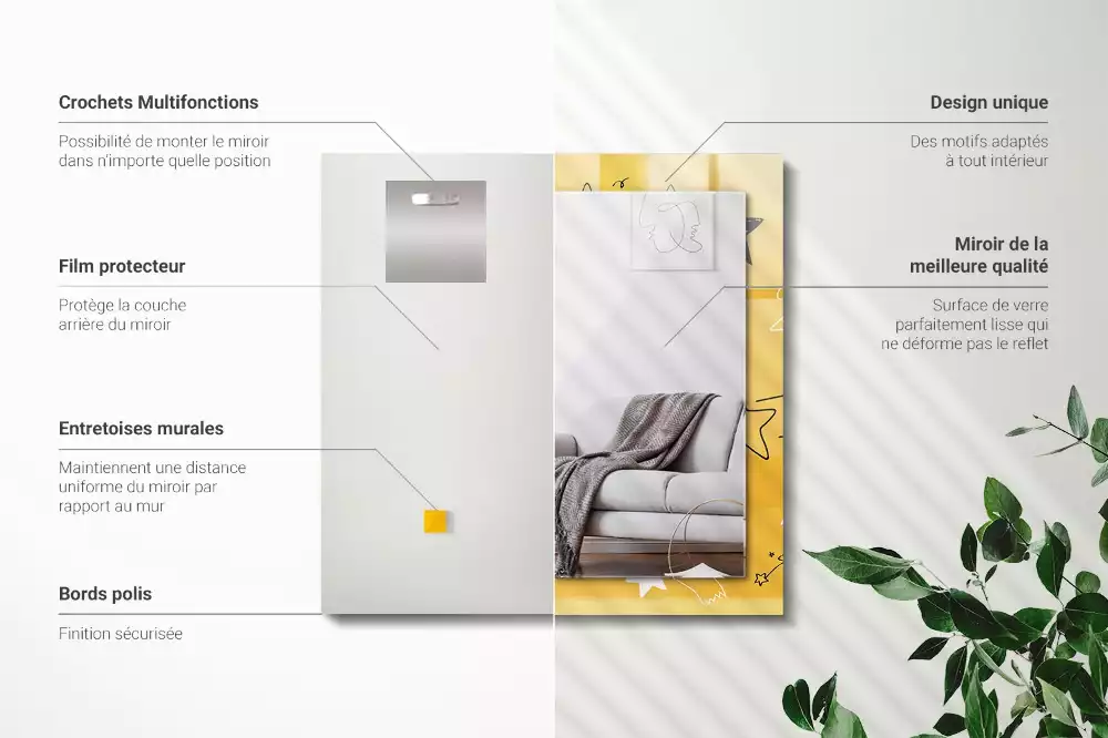 Espelho com moldura decorada Desenhos de várias estrelas