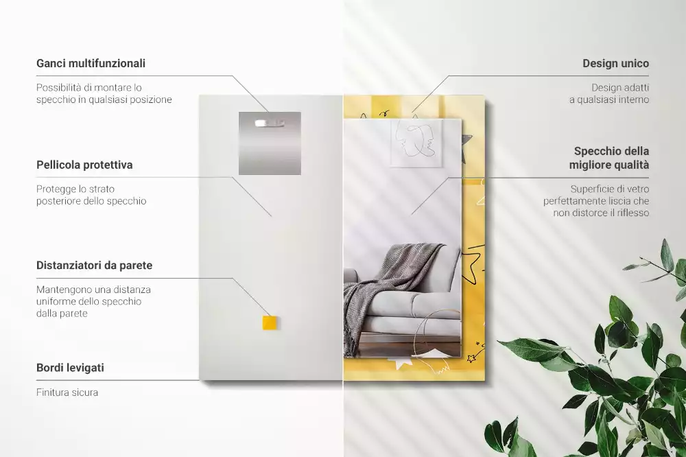 Espelho com moldura decorada Desenhos de várias estrelas