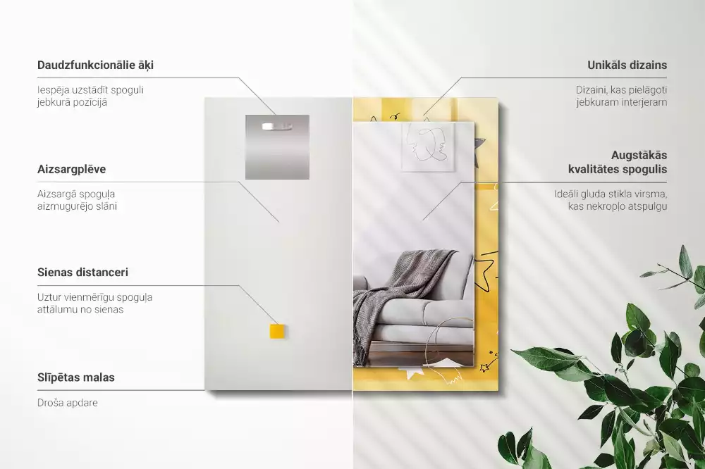 Espelho com moldura decorada Desenhos de várias estrelas