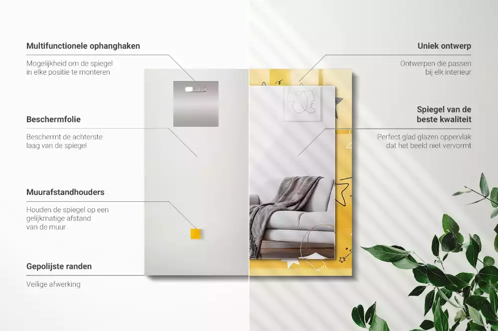 Espelho com moldura decorada Desenhos de várias estrelas