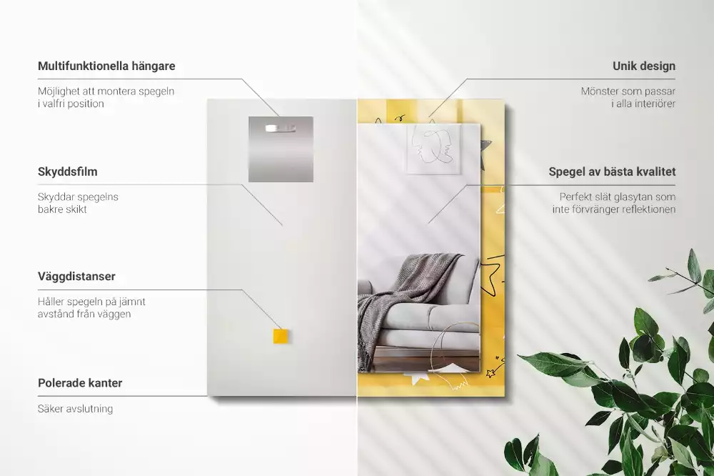 Espelho com moldura decorada Desenhos de várias estrelas