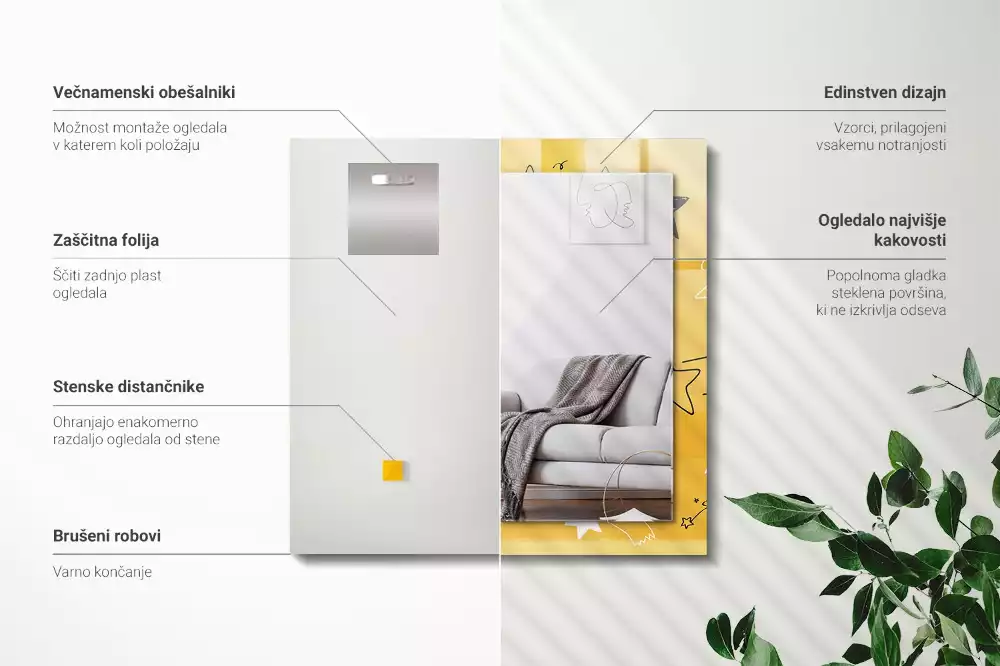 Espelho com moldura decorada Desenhos de várias estrelas