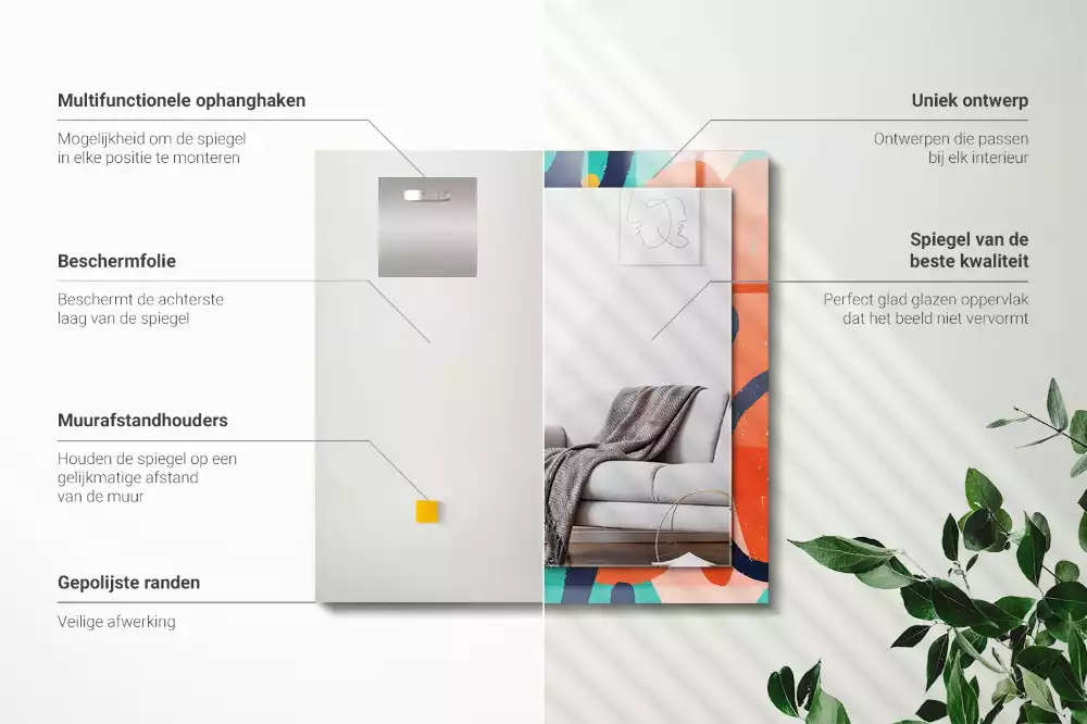 Espelho com moldura decorada Gráficos coloridos abstratos