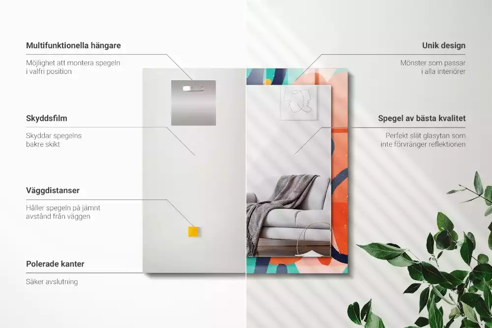 Espelho com moldura decorada Gráficos coloridos abstratos