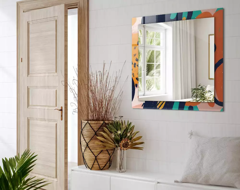 Espelho com moldura decorada Gráficos coloridos abstratos
