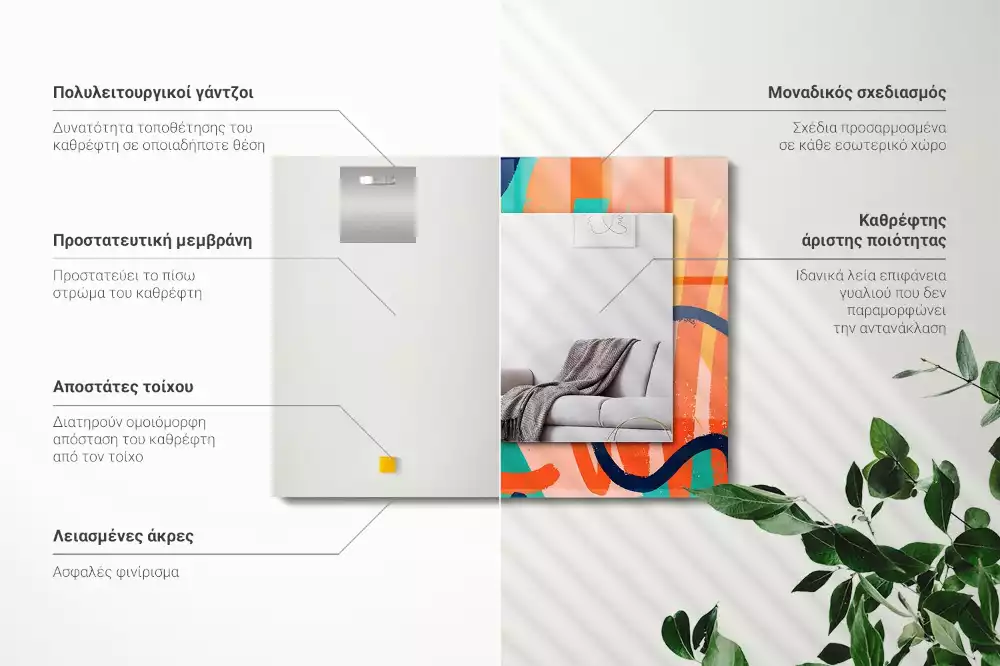 Espelho com moldura decorada Gráficos coloridos abstratos