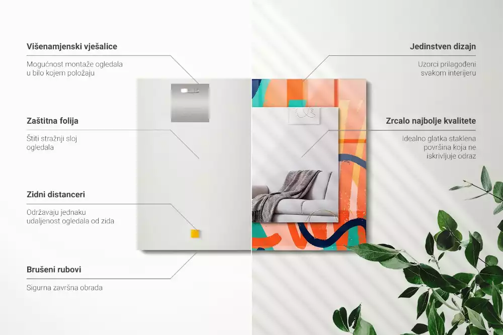 Espelho com moldura decorada Gráficos coloridos abstratos