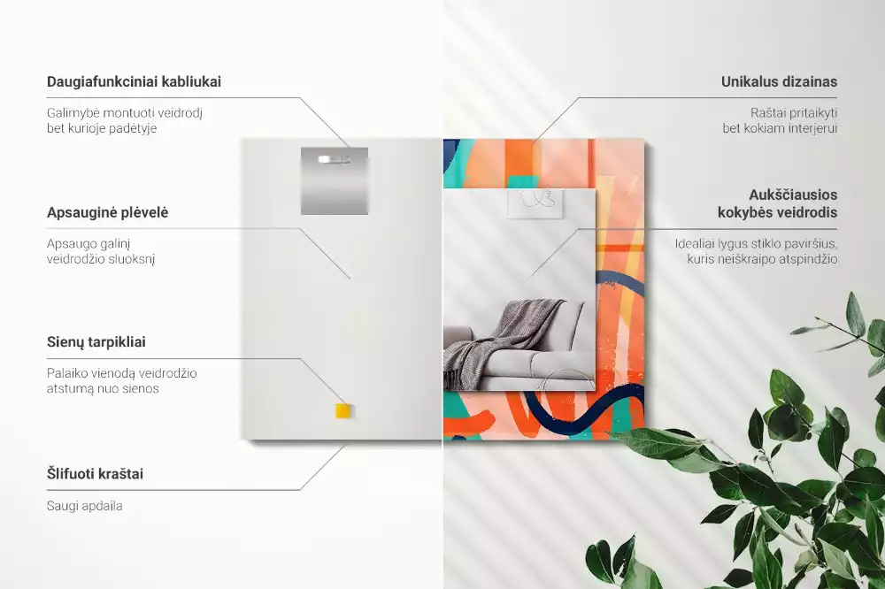 Espelho com moldura decorada Gráficos coloridos abstratos