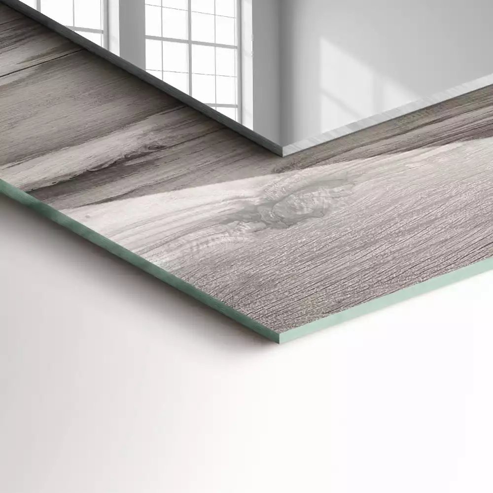 Espelho decorado Textura de placa de madeira