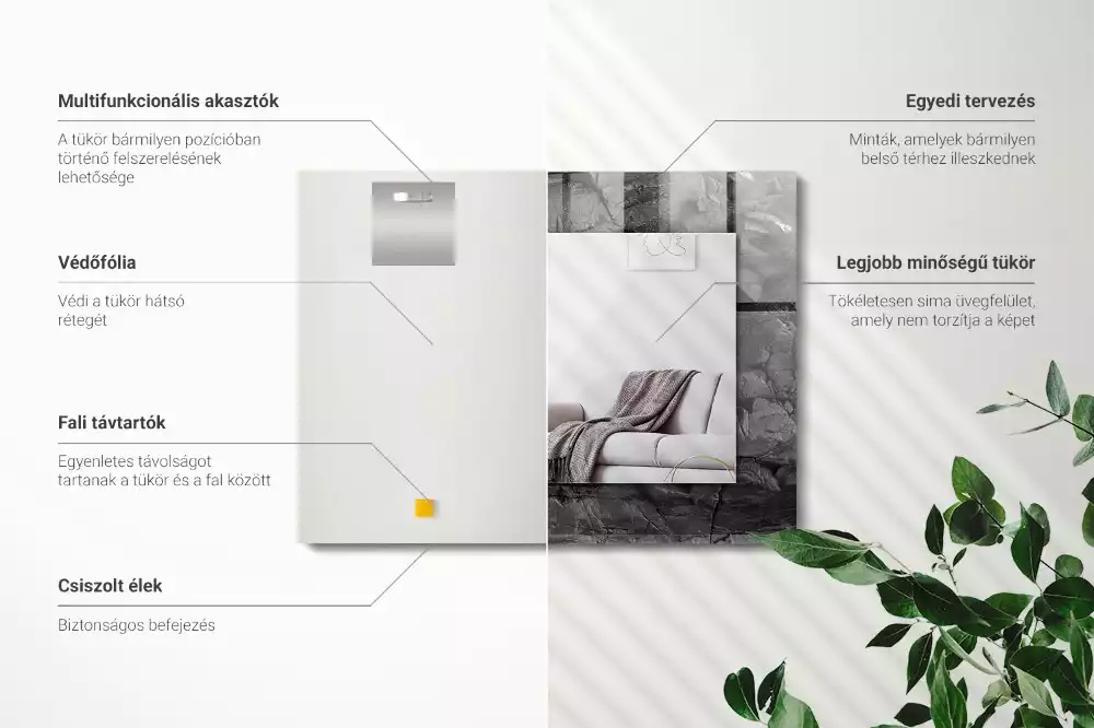 Espelho com moldura decorada Rachaduras na rocha negra