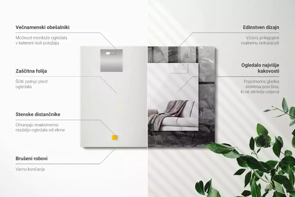 Espelho com moldura decorada Rachaduras na rocha negra