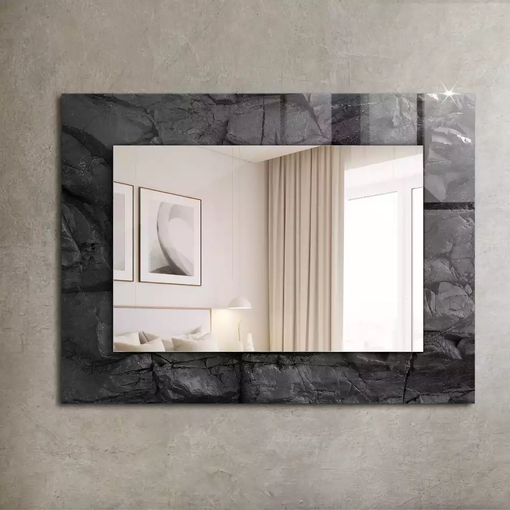 Espelho com moldura decorada Rachaduras na rocha negra
