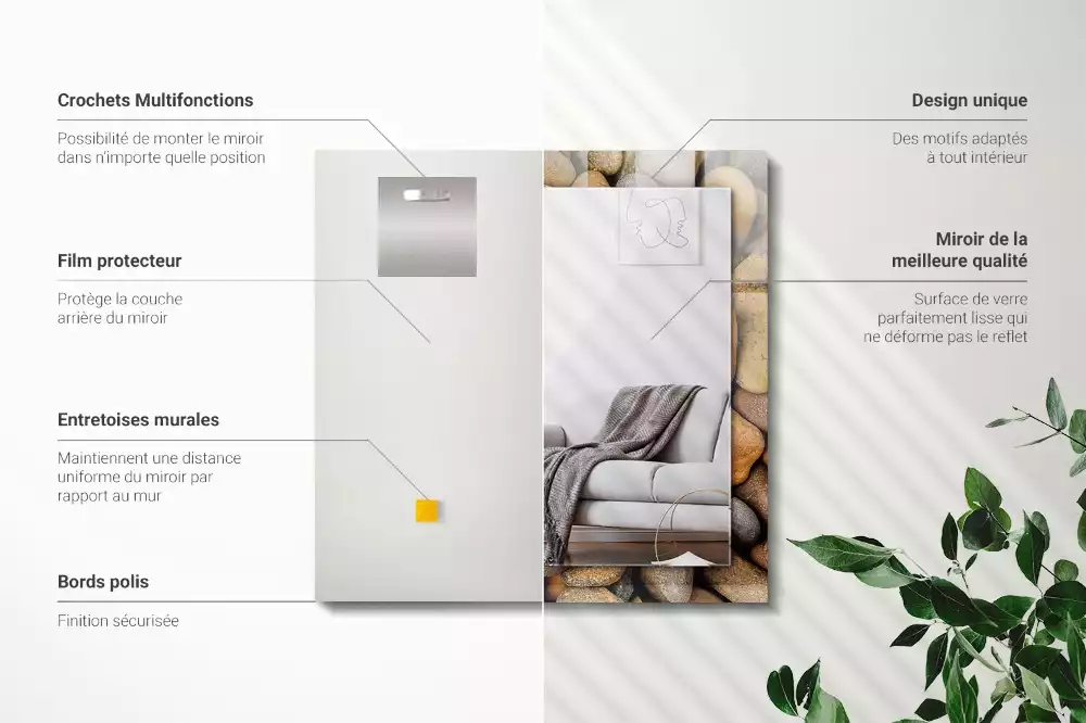 Espelho decorado Pedras lisas coloridas