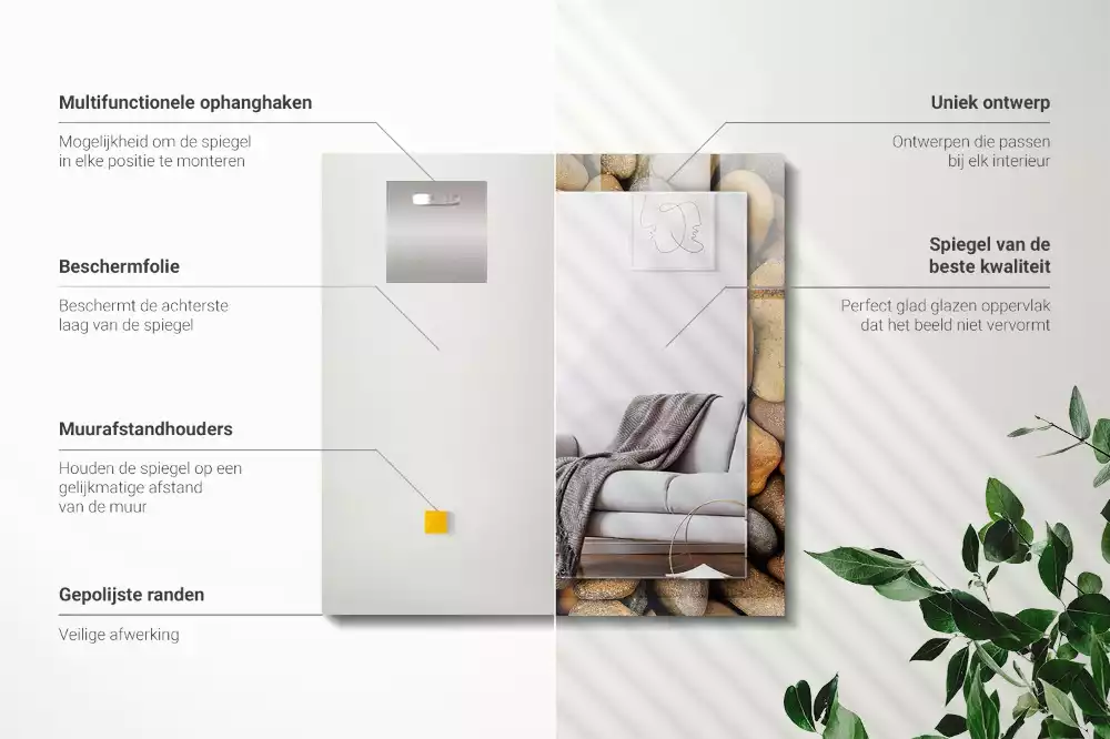 Espelho decorado Pedras lisas coloridas