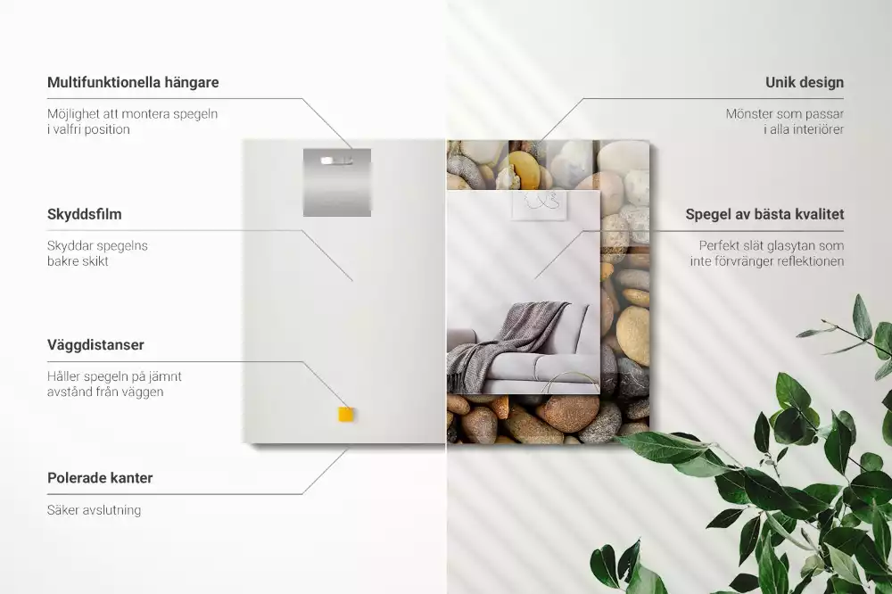 Espelho decorado Pedras lisas coloridas