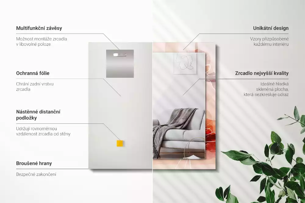 Espelho decorativo Padrões florais abstratos