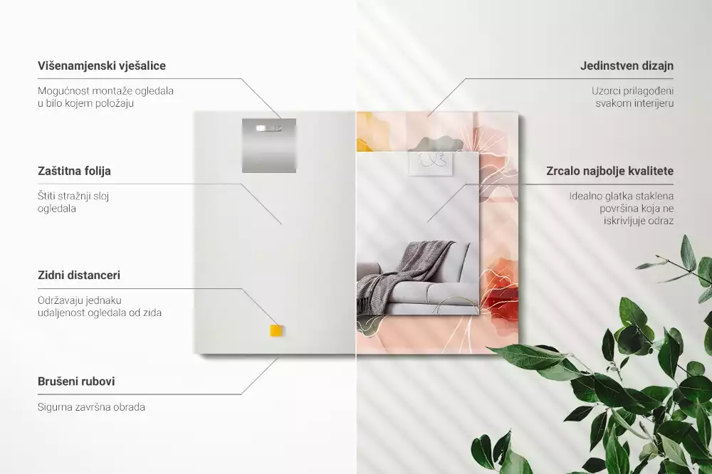 Espelho decorativo Padrões florais abstratos